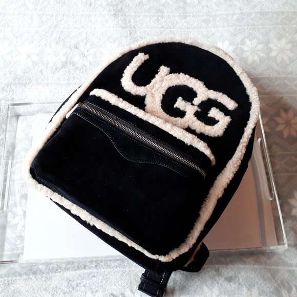 UGG sheepskin black cream backpack handbag - Picture 5 of 14